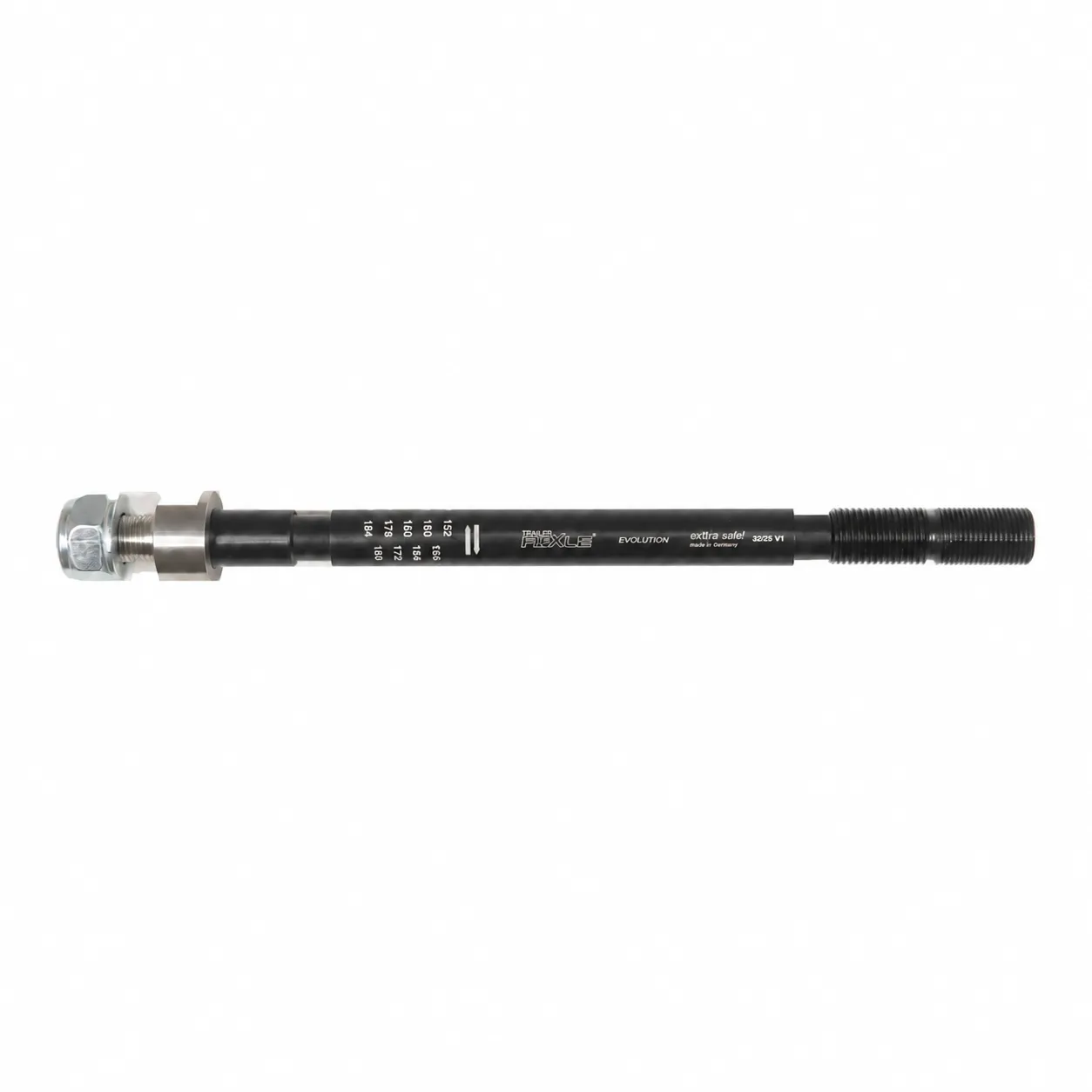 Radoxx Evolution justerbar adapteraksel 152–184 mm til sykkelvogn Radoxx Trailer AxXle Evolution gjennomgående adapteraksel med M12-gjenger