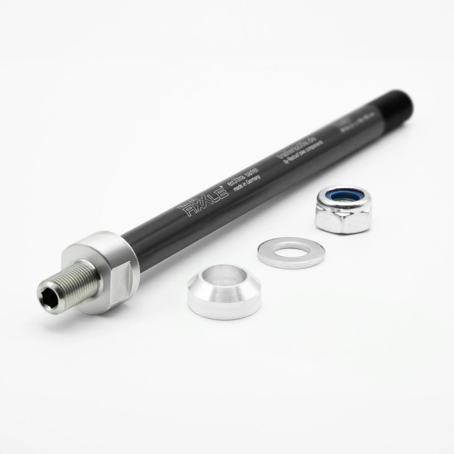 Radoxx Trailer Axxle TA002 thru axle-adapter til sykkelvogn for 12 × 197 mm fatbike med spacer, skive og låsemutter