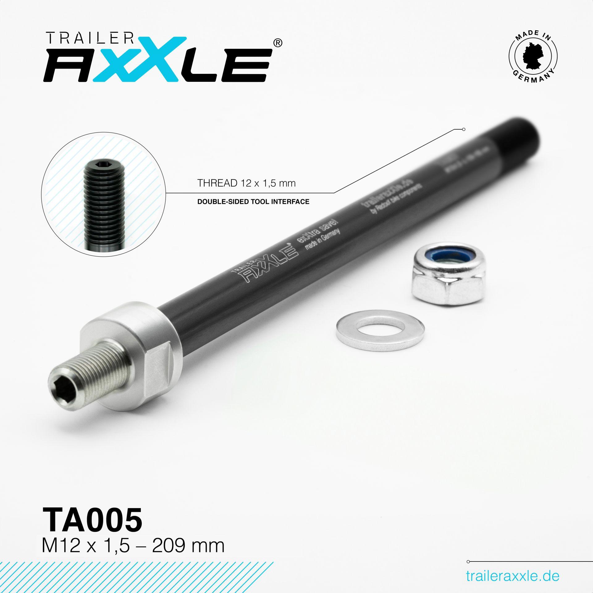 Radoxx Trailer Axxle TA005 M12 × 1,5, 209 mm – adapter til sykkelvogn og fatbike