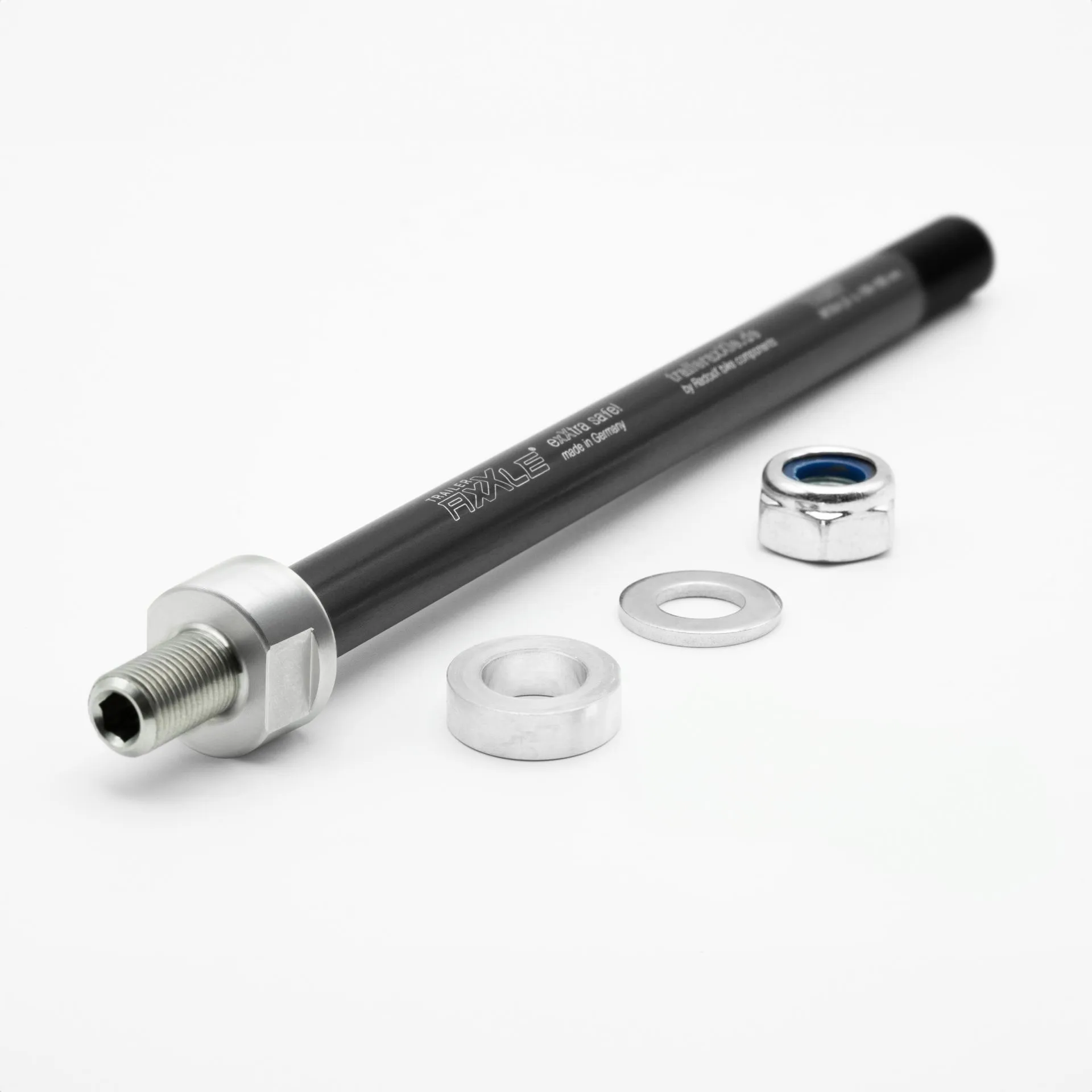 Radoxx Trailer Axxle TA011 thru axle-adapter til sykkelvogn for 12 × 177 mm fatbike med spacere, skive og låsemutter